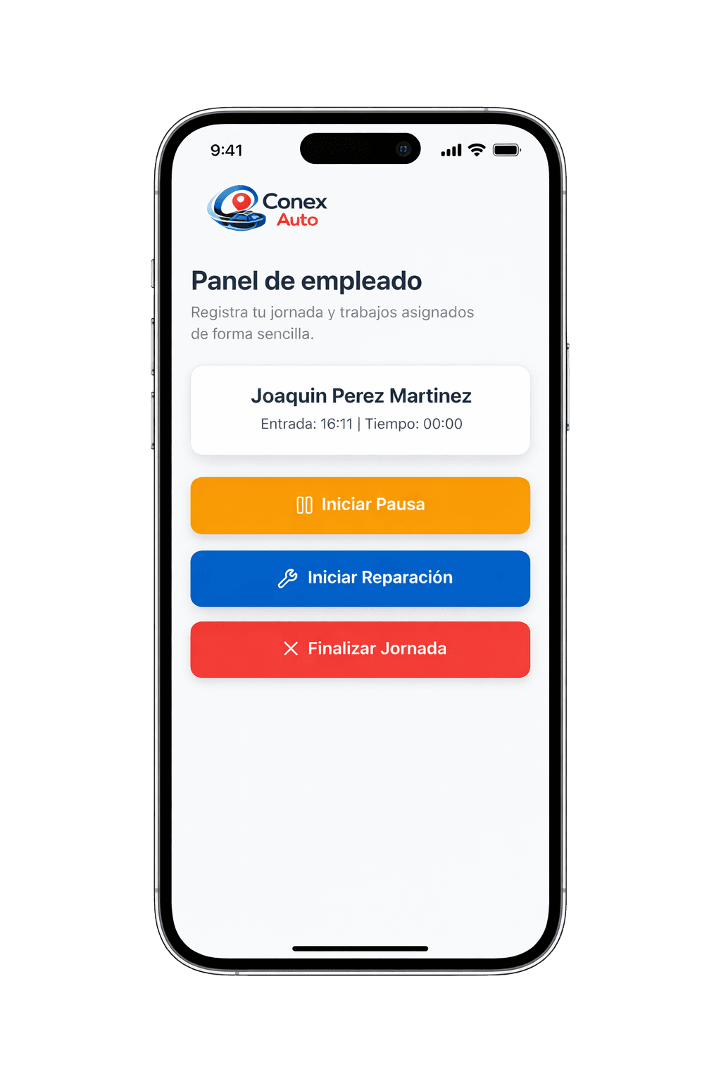 3. El empleado registra horas y repuestos