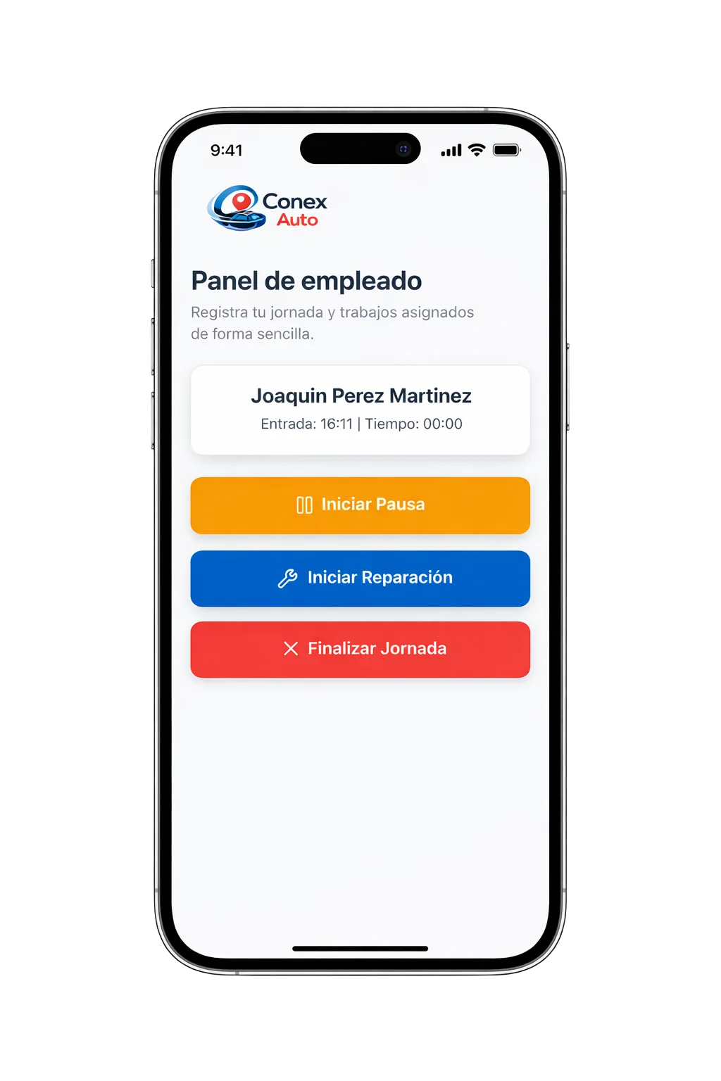 3. El empleado registra horas y repuestos